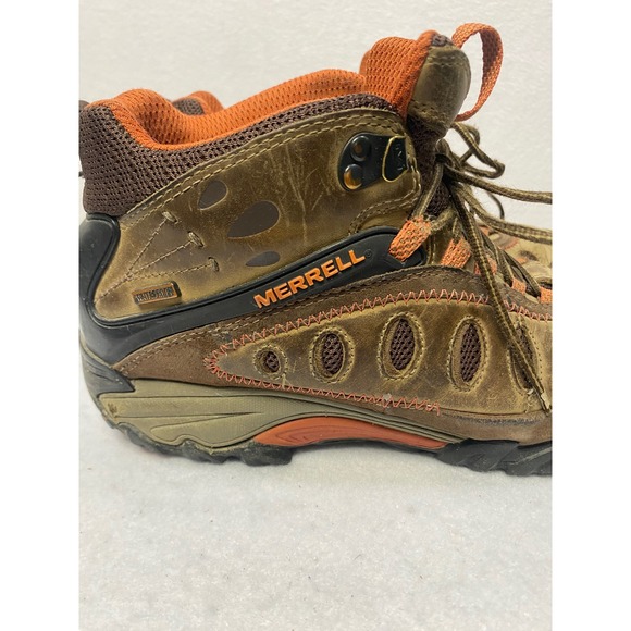Merrell Chameleon Arc 3 Mens Waterproof Hiking Boots Tan Orange Size 9.5 - Picture 6 of 7